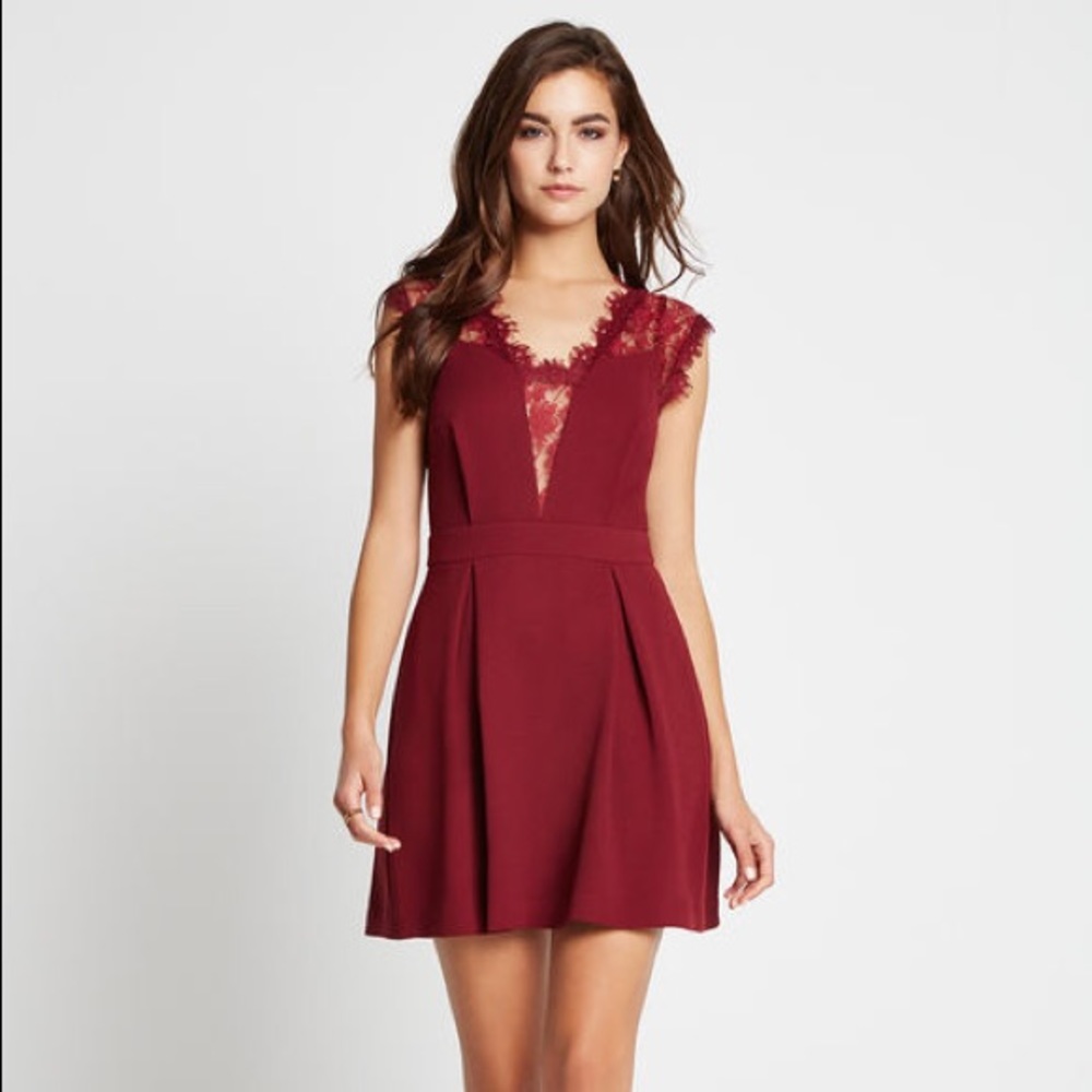 BCBGENERATION Lace Back Pleated Dress